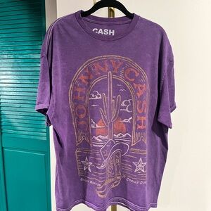 Johnny Cash Western style Purple Graphic T-Shirt